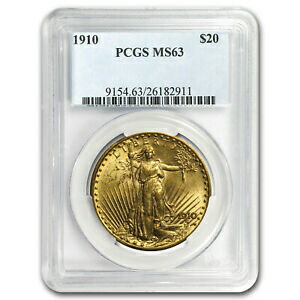 【極美品/品質保証書付】 アンティークコイン 金貨 1910 $20 Saint-Gaudens Gold Double Eagle MS-63 PCGS - SKU#42755 [送料無料] #got-wr-3296-2230