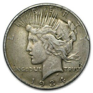 【極美品/品質保証書付】 アンティークコイン コイン 金貨 銀貨 [送料無料] 1934-D Peace Dollar VG/VF - SKU#9528