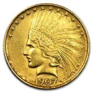 【極美品/品質保証書付】 アンティークコイン コイン 金貨 銀貨 [送料無料] 1907 $10 Indian Gold Eagle (Cleaned) - SKU #68854