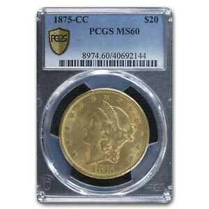 【極美品/品質保証書付】 アンティークコイン 金貨 1875-CC $20 Liberty Gold Double Eagle MS-60 PCGS - SKU#116045 [送料無料] #got-wr-3296-2783