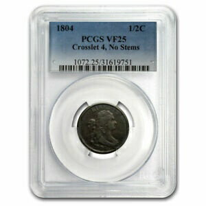 yɔi/iۏ؏tz AeB[NRC RC   [] 1804 Half Cent Crosslet 4 No Stems VF-25 PCGS - SKU#224637