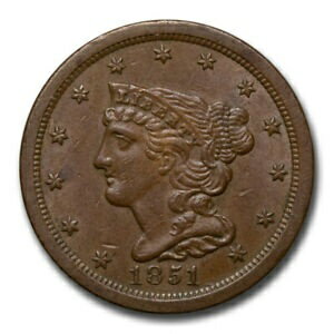 【極美品/品質保証書付】 アンティークコイン コイン 金貨 銀貨 [送料無料] 1851 Half Cent BU (Brown) - SKU#220384