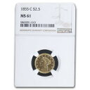 【極美品/品質保証書付】 アンティークコイン 金貨 1855-C $2.50 Liberty Gold Quarter Eagle MS-61 NGC - SKU#214951 [送料無料] #got-wr-3296-3483