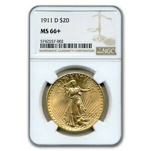 【極美品/品質保証書付】 アンティークコイン 金貨 1911-D $20 Saint-Gaudens Gold Double Eagle MS-66+ NGC - SKU#209347 [送料無料] #got-wr-3296-5050