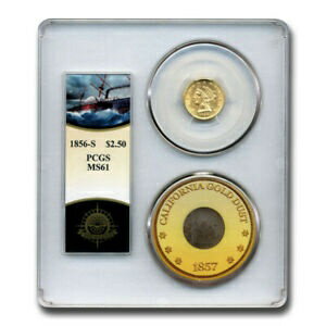 【極美品/品質保証書付】 アンティークコイン 金貨 1856-S $2.50 Liberty Gold Quarter Eagle MS-61 PCGS (SS Cen Am.) - SKU#226100 [送料無料] #got-wr-3296-5221