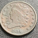 【極美品/品質保証書付】 アンティークコイン コイン 金貨 銀貨 [送料無料] 1834 Classic Head Half Cent 1/2 Cent Love Token engraved AUSTIN #29043