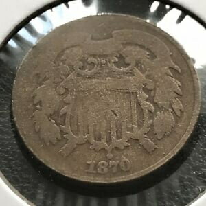 【極美品/品質保証書付】 アンティークコイン コイン 金貨 銀貨 [送料無料] 1870 Two Cent Piece 2c Better Grade #11033