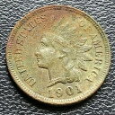 【極美品/品質保証書付】 アンティークコイン 硬貨 1901 Indian Head Cent 1c Better Grade Corroded #26881 ...