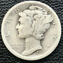 【極美品/品質保証書付】 アンティークコイン 銀貨 1920 Mercury Dime Philadelphia 10c Better Grade Silver...