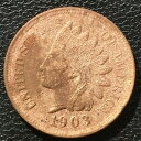 【極美品/品質保証書付】 アンティークコイン 硬貨 1903 Indian Head Cent 1c One Penny Better Grade #16031...