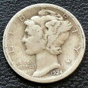 【極美品/品質保証書付】 アンティークコイン 銀貨 1924 S Mercury Dime 10c Circulated Silver #25028 [送料無料...