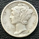 【極美品/品質保証書付】 アンティークコイン 銀貨 1926 Mercury Dime Philadelphia 10c Better Grade Silver...