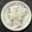 【極美品/品質保証書付】 アンティークコイン 銀貨 1924 Mercury Dime Philadelphia 10c Better Grade Silver...