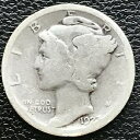 【極美品/品質保証書付】 アンティークコイン 銀貨 1923 Mercury Dime Philadelphia 10c Better Grade Silver...