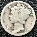 【極美品/品質保証書付】 アンティークコイン 銀貨 1925 Mercury Dime Philadelphia 10c Better Grade Silver...