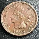 【極美品/品質保証書付】 アンティークコイン 硬貨 1906 Indian Head Cent 1c Better Grade Damaged #26906 [...