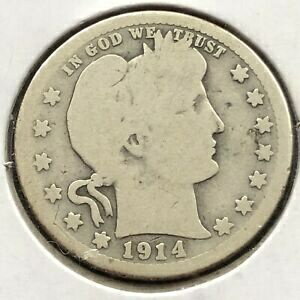 【極美品/品質保証書付】 アンティークコイン コイン 金貨 銀貨 [送料無料] 1914 S Barber Quarter 25c Circulated Rare #1972
