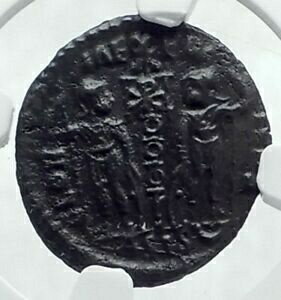 ڶ/ʼݾڽա ƥ    [̵] CONSTANS Authentic Ancient SOLDIERS w CHRISTIAN CHI-RHO Roman Coin NGC i78523