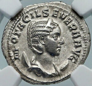  アンティークコイン コイン 金貨 銀貨  OTACILIA SEVERA Authentic Ancient 246AD Silver Roman Coin CONCORDIA NGC i85412