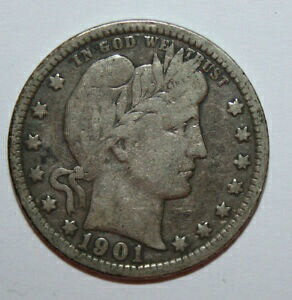 【極美品/品質保証書付】 アンティークコイン コイン 金貨 銀貨 [送料無料] 1901 BARBER QUARTER QP20