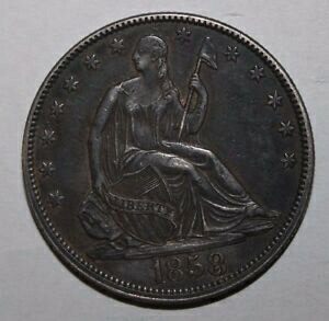 【極美品/品質保証書付】 アンティークコイン コイン 金貨 銀貨 送料無料 1858 Seated Silver Half Dollar AS29