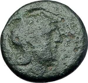 yɔi/iۏ؏tz AeB[NRC RC   [] PELLA Macedonia Original 146BC Authentic Ancient Greek Coin ATHENA & BULL i61721