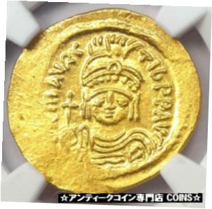  アンティークコイン コイン 金貨 銀貨  Byzantine Maurice Tiberius AV Solidus Gold Coin 582-602 AD - NGC MS (UNC)