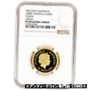 【極美品/品質保証書付】 アンティークコイン コイン 金貨 銀貨 [送料無料] 2008 P Australia Gold 1/2 oz Discover Australia Fauna Dingo Proof $50 - NGC PF69