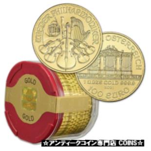 【極美品/品質保証書付】 アンティークコイン 金貨 2021 Austria Gold Philharmonic 1 oz 100 Euro - 1 Roll 10 BU Coins in Mint Tube [送料無料] #gcf-wr-3364-684