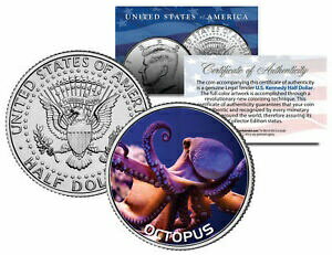 【極美品/品質保証書付】 アンティークコイン 硬貨 OCTOPUS JFK Kennedy Half Dollar U.S. Colorized Coin 送料無料 ocf-wr-3365-1215