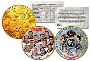 yɔi/iۏ؏tz AeB[NRC RC   [] MOONWALKERS Apollo NASA Astronauts IKE Dollars 2-Coin Set 24K Gold Plated SPACE