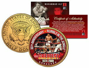 【極美品/品質保証書付】 アンティークコイン 金貨 MUHAMMAD ALI Rumble in the Jungle JFK Half Dollar 24K Gold Plated U.S. Coin 送料無料 gcf-wr-3365-1342