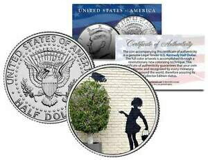 【極美品/品質保証書付】 アンティークコイン 硬貨 BANKSY * FLOWER GIRL * Colorized JFK Half Dollar U.S. Coin Art SECURITY CAMERA [送料無料] #ocf-wr-3365-1393