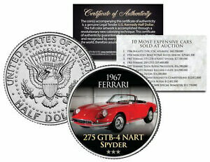 【極美品/品質保証書付】 アンティークコイン コイン 金貨 銀貨 [送料無料] 1967 FERRARI *Expensive Auction Cars* JFK Half Dollar Coin 275 GTB-4 NART SPYDER