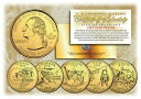【極美品/品質保証書付】 アンティークコイン コイン 金貨 銀貨 [送料無料] 2002 US Statehood Quarters 24K GOLD PLATED ** 5-Coin Complete Set ** w/Capsules