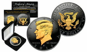  アンティークコイン コイン 金貨 銀貨  Black RUTHENIUM 2016 D MINT JFK Half Dollar US Coin w/ 2-SIDED 24K GOLD FEATURES