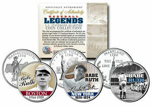 【極美品/品質保証書付】 アンティークコイン コイン 金貨 銀貨 [送料無料] Baseball Legend BABE RUTH State Quarters US 3-Coin Set - Mail-in-Offer **RARE**