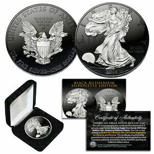 ڶ/ʼݾڽա ƥ    [̵] Black RUTHENIUM SILHOUETTE 1 Troy Oz US Mint 2018 American Silver Eagle with Box