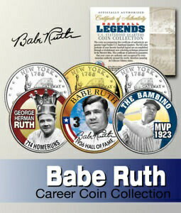 【極美品/品質保証書付】 アンティークコイン 硬貨 Baseball Legend BABE RUTH NY Statehood Quarter Colorized 3-Coin Set *Licensed* [送料無料] #ocf-wr-3365-846