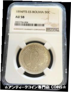 yɔi/iۏ؏tz AeB[NRC  1894 PTS ES SILVER BOLIVIA 50 CENTAVOS, 1/2 BOLIVIANO COIN NGC ABOUT UNC 58 [] #sct-wr-3366-2067