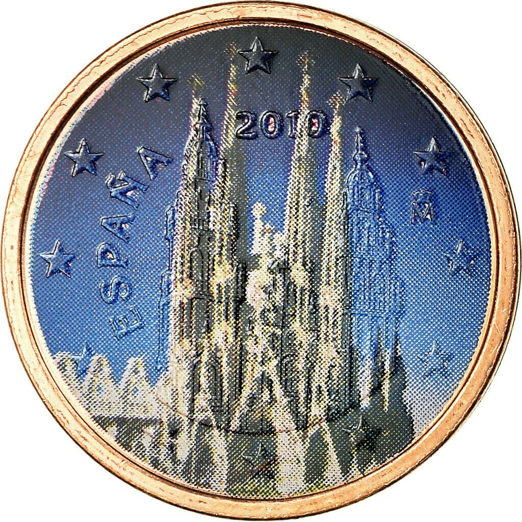 yɔi/iۏ؏tz AeB[NRC RC   [] [#756580] Spain, 2 Euro Cent, Sagrada Familia, 2010, Colorised, AU(55-58)