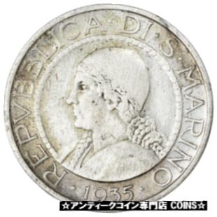 【極美品/品質保証書付】 アンティークコイン コイン 金貨 銀貨 [送料無料] [#902022] Coin, San Marino, 5 Lire, 1935, Rome, AU(50-53), Silver, KM:9