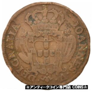 【極美品/品質保証書付】 アンティークコイン コイン 金貨 銀貨 送料無料 43675 PORTUGAL, 10 Reis, X 1/2 Vinten, 1743, KM 227, VF(30-35), Copper