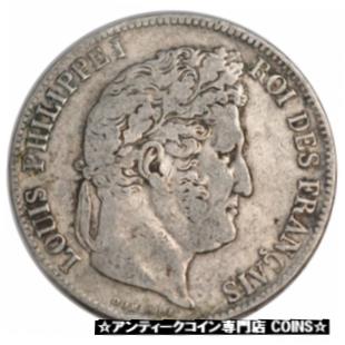  アンティークコイン コイン 金貨 銀貨   FRANCE, Louis-Philippe, 5 Francs, 1839, Bordeaux, KM #749.7, VF(30-35)