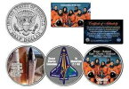 【極美品/品質保証書付】 アンティークコイン コイン 金貨 銀貨 [送料無料] SPACE SHUTTLE COLUMBIA STS-107 In Memoriam JFK Half Dollar U.S. 3 Coin Set NASA