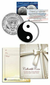 【極美品/品質保証書付】 アンティークコイン 硬貨 YIN YANG BALANCE HARMONY Keepsake Gift JFK Kennedy Half Dollar US Coin [送料無..