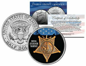 yɔi/iۏ؏tz AeB[NRC d MARINES MEDAL OF HONOR Colorized JFK Kennedy Half Dollar US Coin MILITARY VALOR [] #ocf-wr-3426-465