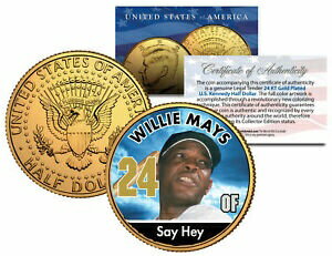 ڶ/ʼݾڽա ƥ  WILLIE MAYS * Baseball Legends * JFK Kennedy Half Dollar 24K Gold Plated US Coin [̵] #gcf-wr-3426-636