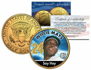 ڶ/ʼݾڽա ƥ  WILLIE MAYS * Baseball Legends * JFK Kennedy Half Dollar 24K Gold Plated US Coin [̵] #gcf-wr-3426-674