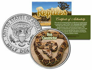 【極美品/品質保証書付】 アンティークコイン 硬貨 BOA CONSTRICTOR Collectible Reptiles JFK Half Dollar US Colorized Coin SNAKE 送料無料 ocf-wr-3426-861